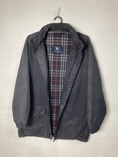 Vintage Burberry London Nova Check Lined Jacket Black Pocket Mens Coat XL