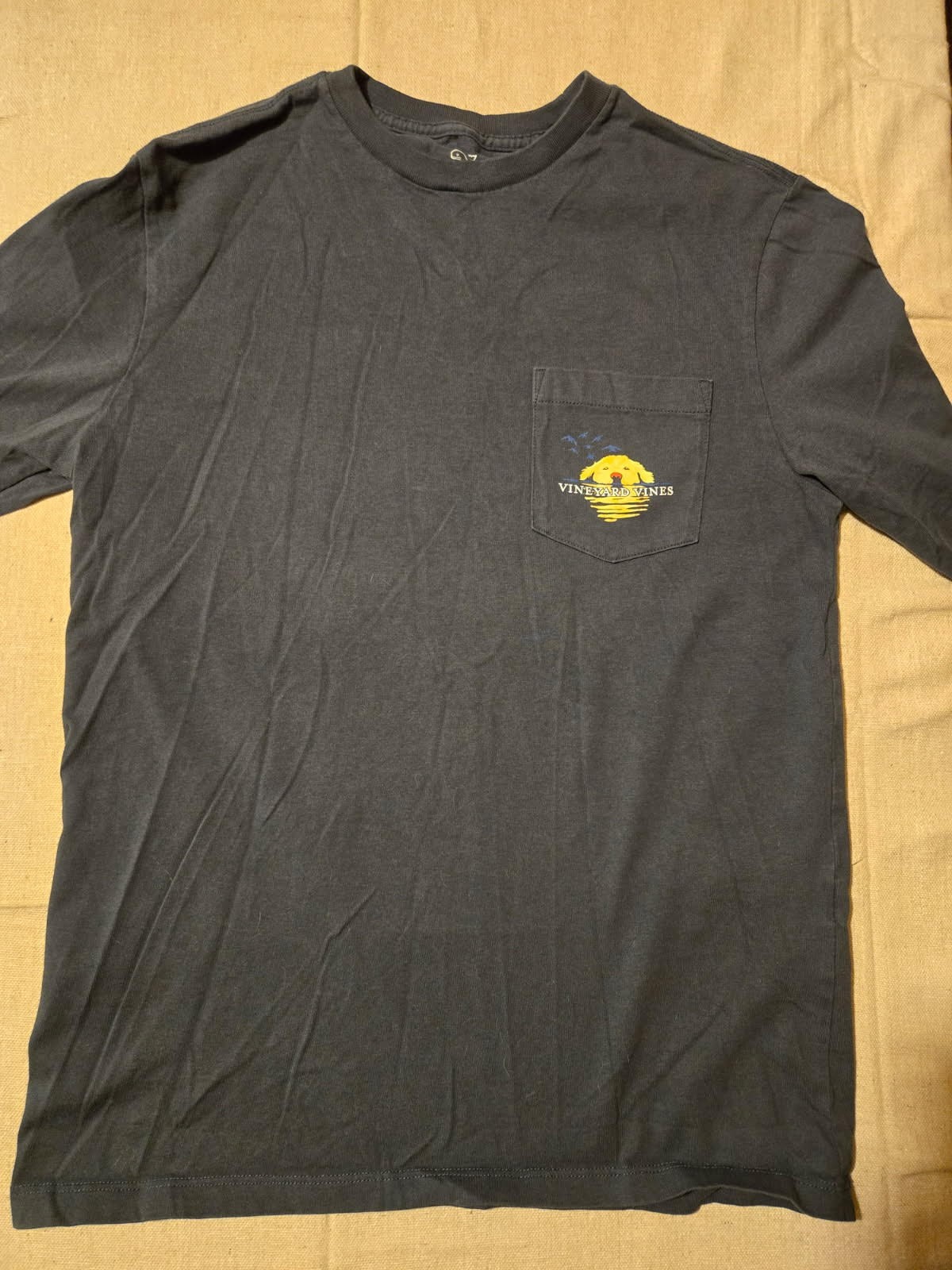 Vineyard Vines Dog Graphic Long Sleeve Navy Mens Size X-Small