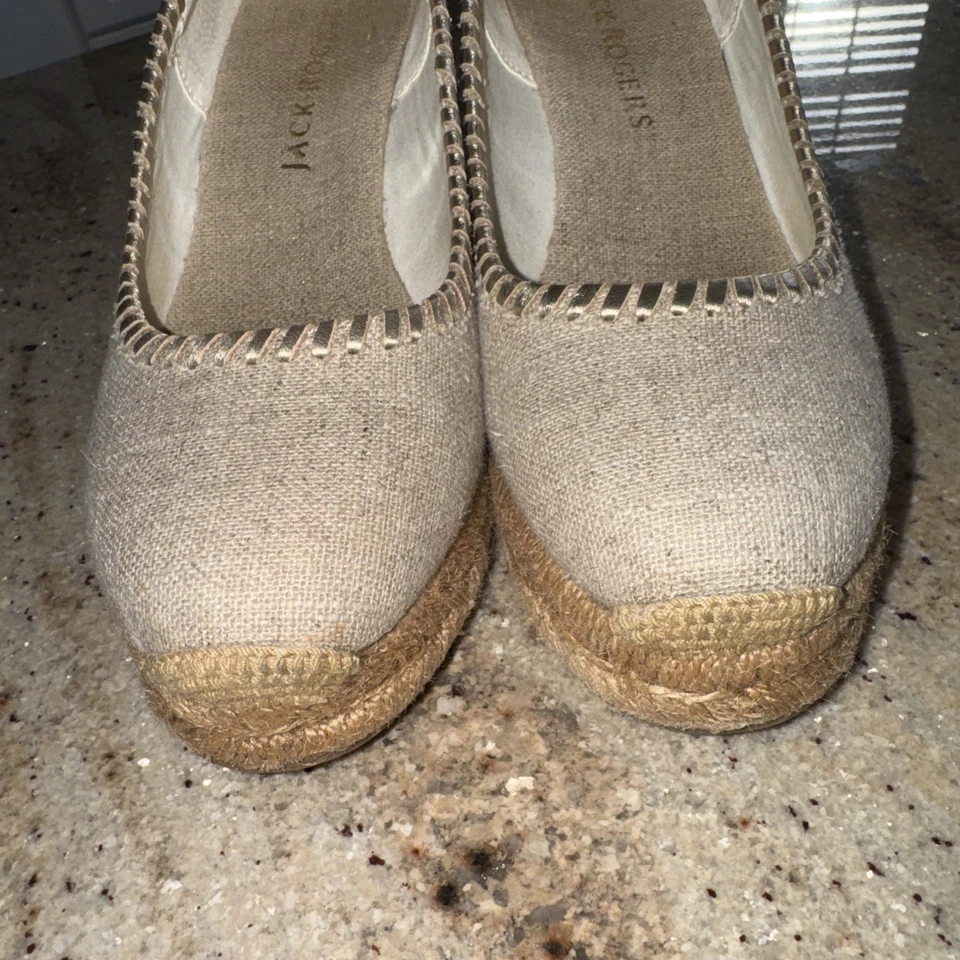Zapatos de salón Jack Rogers Palmer alpargatas con cuña talla 7,5 beige/dorado  Foto 2 de 4