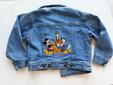 Vintage Mickey Mouse And Friends Embroidered Jean Jacket Disney Kids XS 4/5