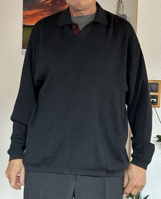 Schwarzer Herren Polo Strickpulli von Claudio Campione Gr. M