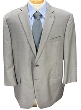 Pronto Uomo PLATINUM Blazer 48R Gray Windowpane Plaid Wool Blend 2 Btn Jacket