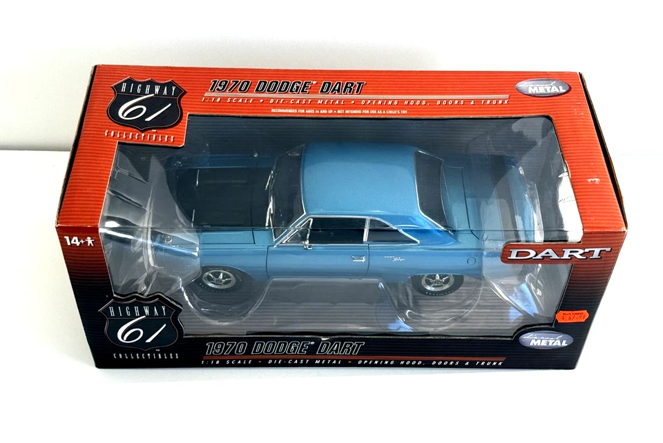 RARE! HIGHWAY 61 1:18 1970 DODGE DART SWINGER BLUE #50512 DCP DIECAST — NIB! - Image 2 of 4