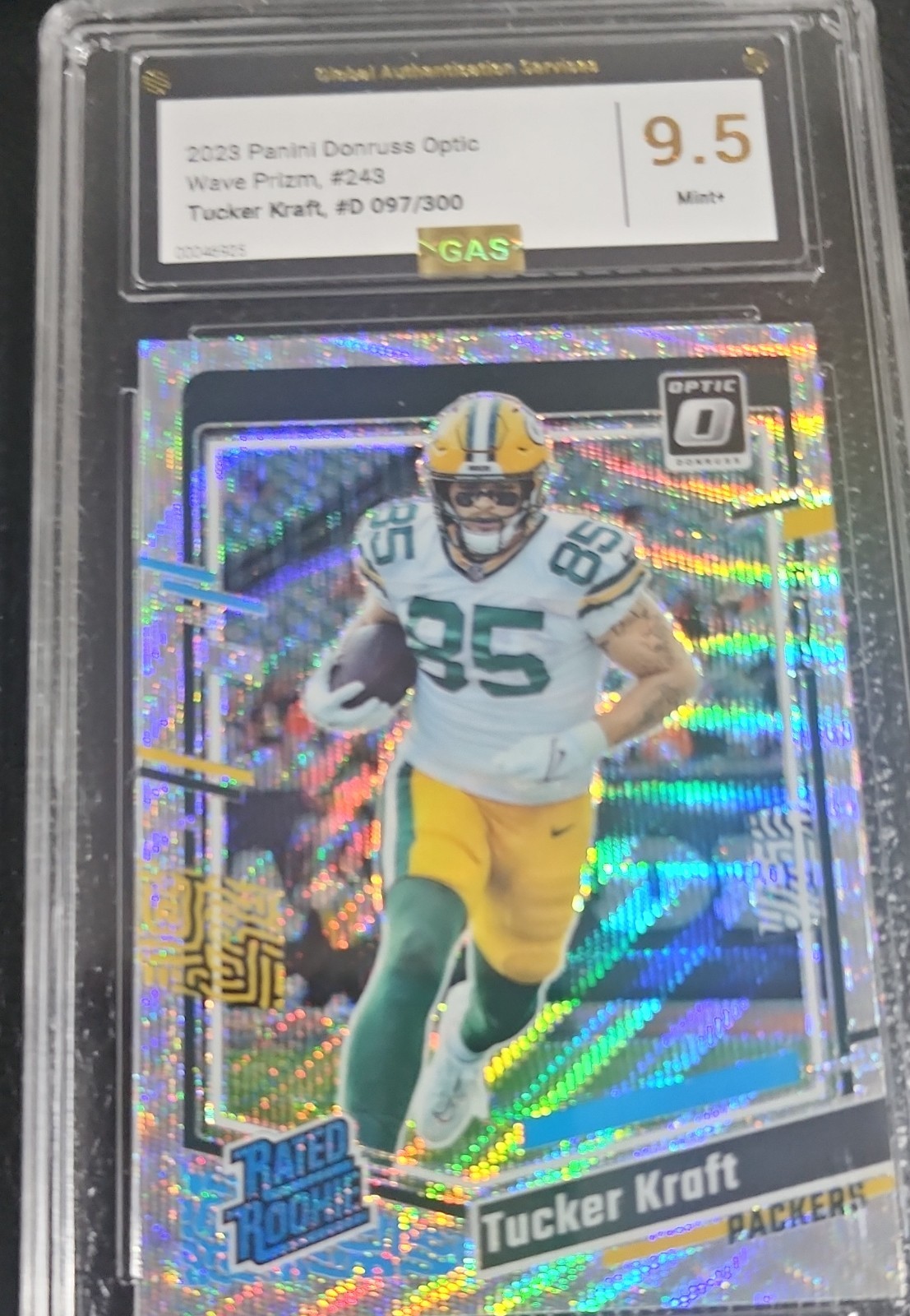 2023 Panini Donruss Optic -Rated Rookie Tucker Kraft #243 Wave Prizm/300 GAS 9.5