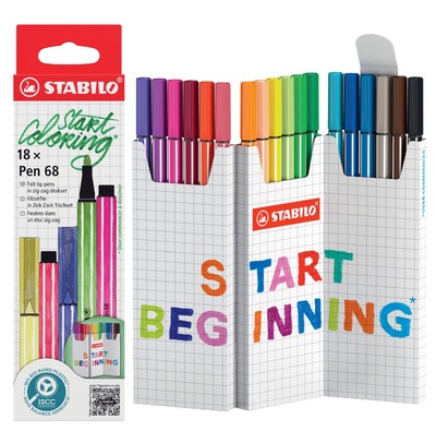 18 STABILO Fasermaler Pen 68, 18er Zick-Zack Tischset