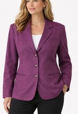 Vintage L.L. Bean Women's Wool Cashmere Blend Purple Blazer Size 18 Petite USA