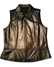 Wilson's The Leather Experts Maxima Black Leather Collared Vest, Large
