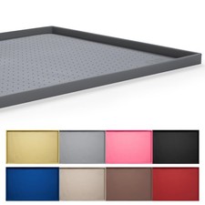 Dog Feeding Mat Waterproof Silicone Pet Food Tray with Raised Edge Non-Slip Grey