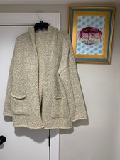 LUSH Knobby Oversized Open Front Hooded Cardigan Sweater Womens L Gray Lagenlook