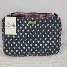 Bella Taylor Book Bible Cover Westport Americana 10x7 Red Blue Stars Plaid NWT