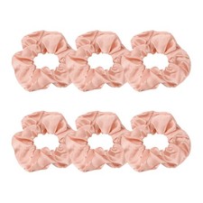6 Pcs Satin Hair Scrunchies, Solid Hair Ties, Rose Gold