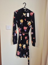 Image of Oasis Black Floral Long Sleeve Dress Size XS BNWT
