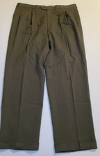 Vintage Yves Saint Laurent Mens 38x30 Pleated Wool Blend Dress Pants Olive Green