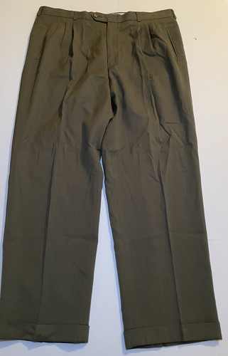 Saint Laurent, Pantalone elegante vintage Yves Saint Laurent uomo 38x30 plissettato misto lana verde oliva