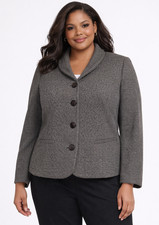 LAUREN RALPH LAUREN Tweed Gray Charcoal Blazer 14 Full Lined