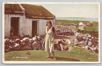 Irish Colleen Reetdachhaus Steinmauern ländlich Irland Valentinstag 1952
