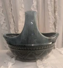 Vintage  Hull F24 Flower Basket Green/Blue  Drip Glaze Basket/Handle USA.  #96