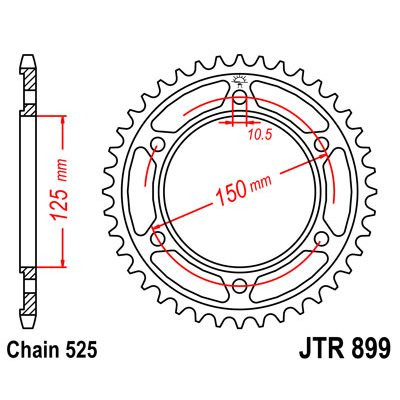 JT SPROCKETS Corona plato transmision trasero acero JT 899