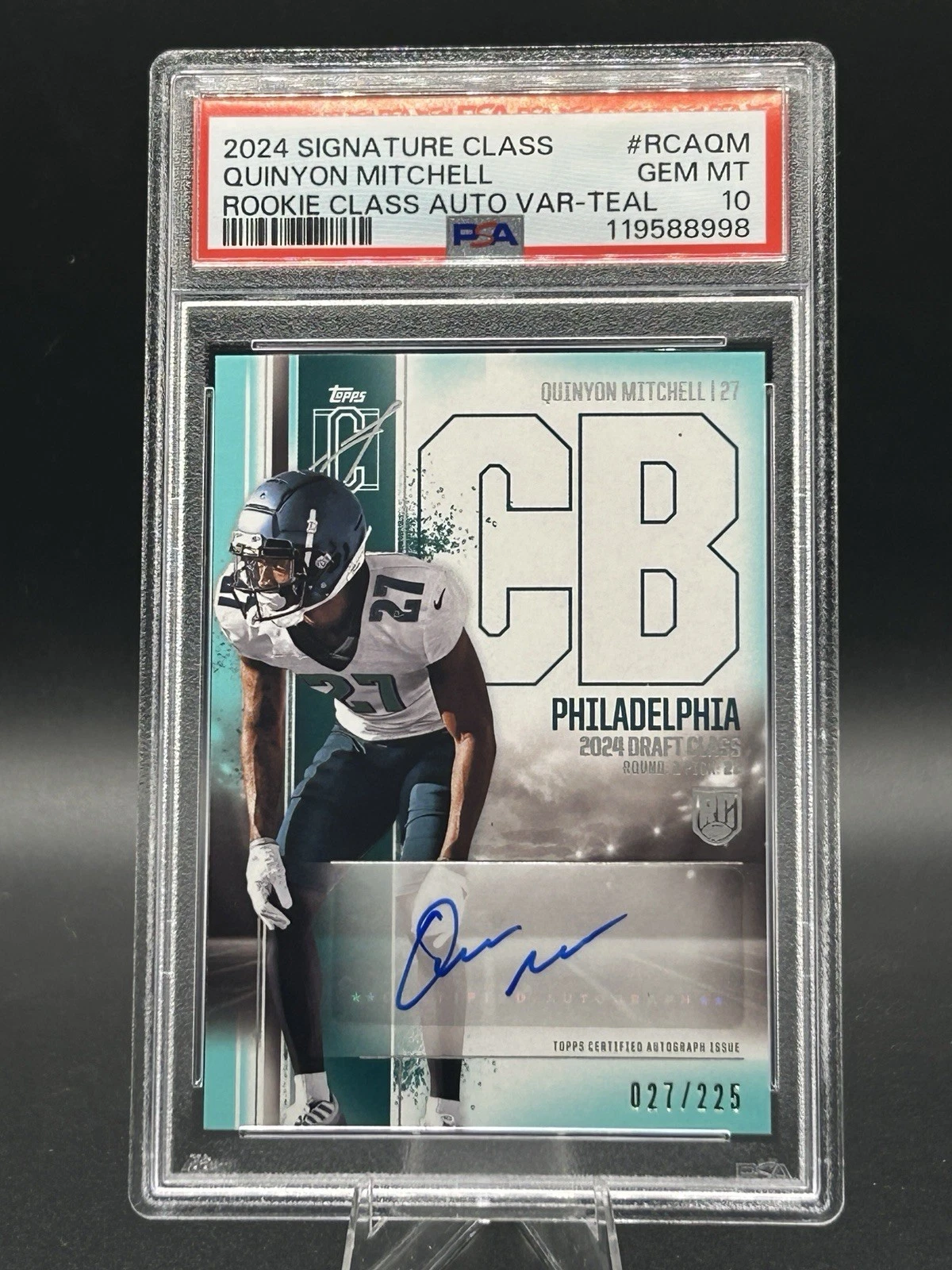 Quinyon Mitchell Topps Signature Class Rookie Class Autograph Variation #RCAQM Teal