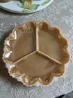 Anchor Hocking Fire King Peach Luster Milk Glass Divided Dish Plate Tray Vintage