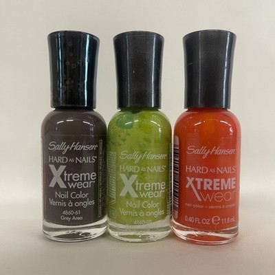 3 Sally Hansen Hard As Nails Xtreme Wear Nail Polish Green Purple Orange