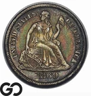 1869-S Seated Liberty Dime *Key Date, 450k Minted* Choice AU+, Nice Color