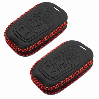 2Pcs Black Leather For Chrysler Pacifica 2017 2018 2019 2020 7 Buttons Case