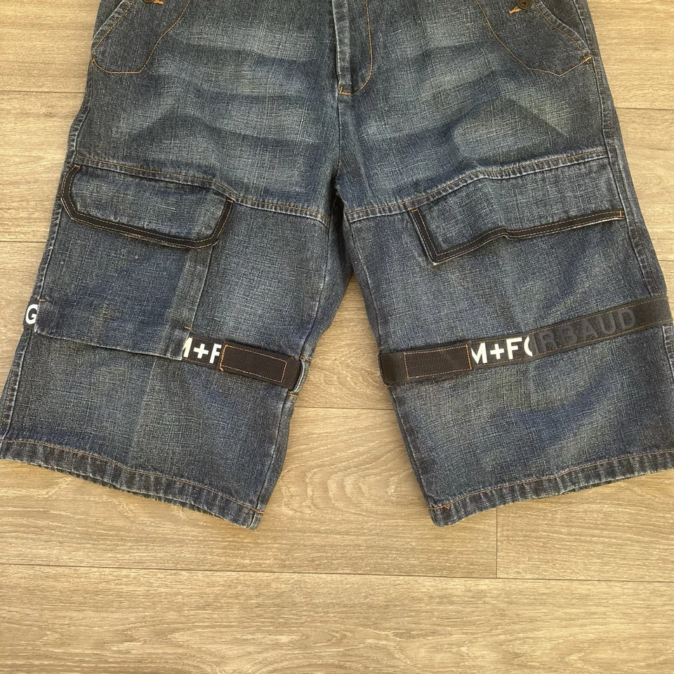 Pantalones Cortos de Jean Marithe Francois Girbaud De Colección Para Hombres Sueltos Talla 34 Cinta Transbordador Foto 2 de 4