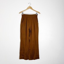 Sezane Brown Satin Pants Size 34 US 2 High Rise Wide Leg