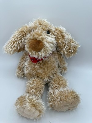 Gina Luxury Plush Shaggy Puppy Dog Red Bandana Tan Cyrano Animal 16  C&H Toy