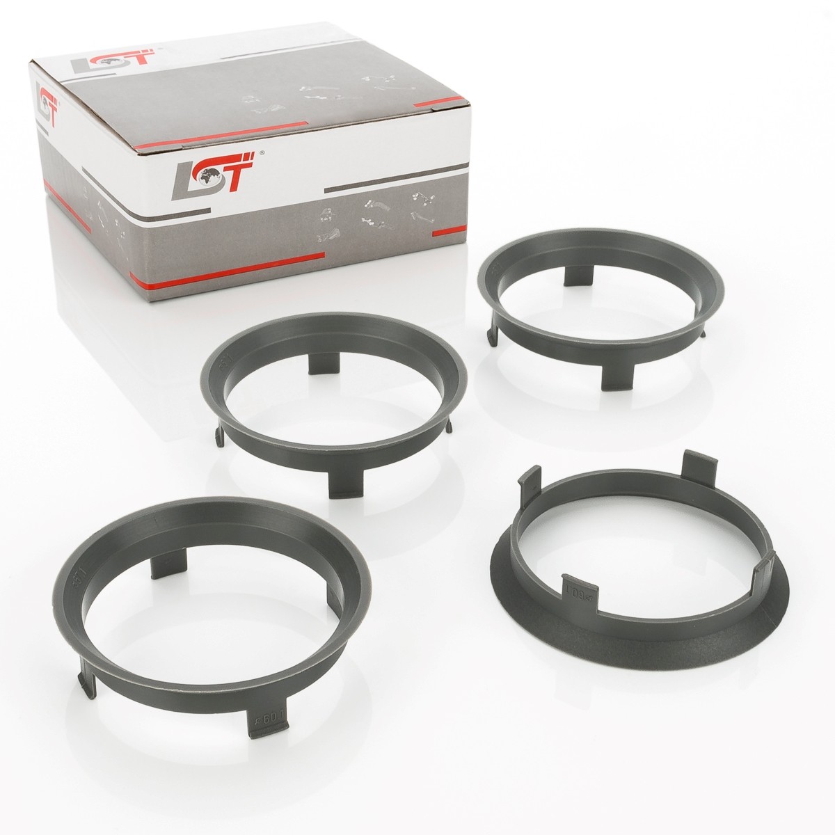 4x Distance Rings Centering Rings Anthracite Ø 57.1 mm - 60.1 mm for MITSUBISHI