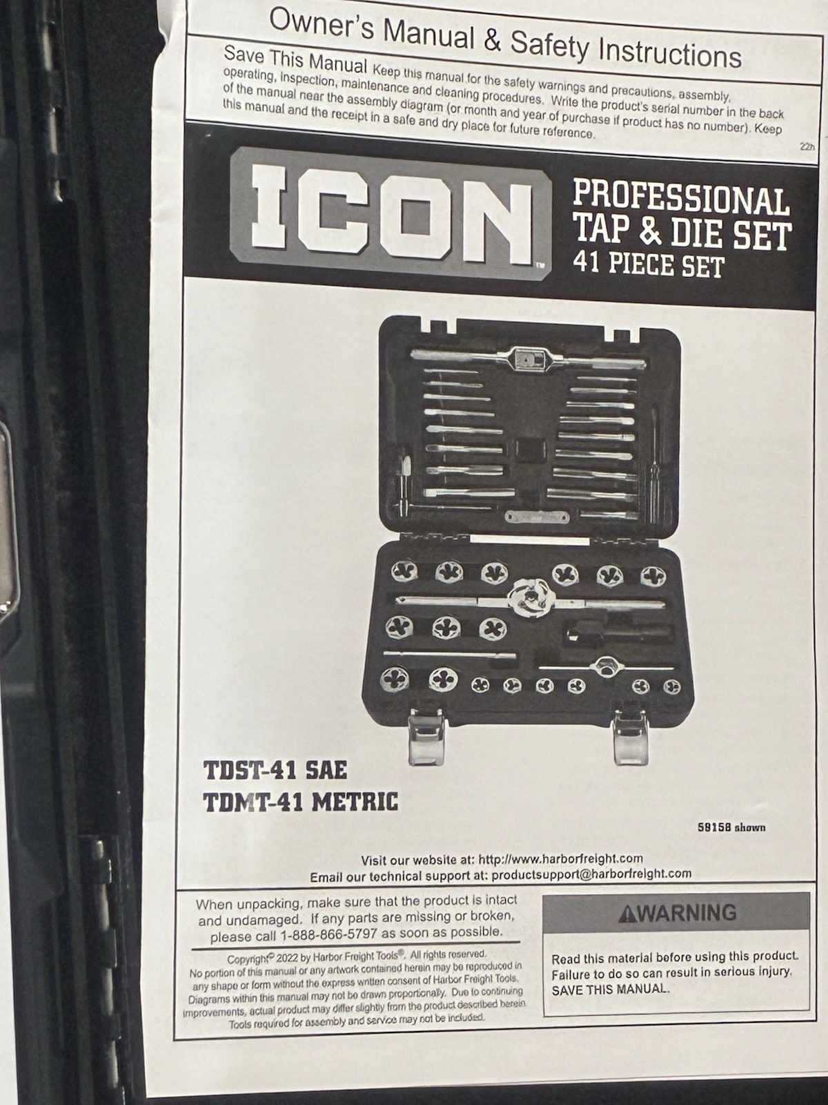 ICON TDST-41 Piece SAE Professional Tap & Die Set 59158 (NEW) FAST SHIPPING image 10
