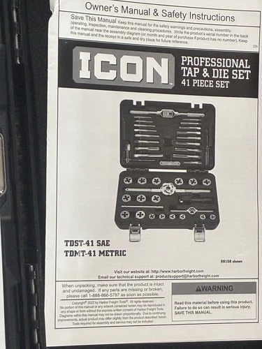 ICON TDST-41 Piece SAE Professional Tap & Die Set 59158 (NEW) FAST SHIPPING image 10