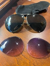 PORSCHE DESIGN Titanium Aviator Sunglasses P'8478 M 66-10 Silver w/ 2 Lens Sets