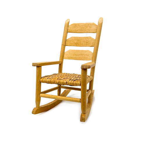 Vintage Miracle's Mountain Crafts USA Hand Carved/Caned Mini Wood Rocking Chair - Picture 11 of 19