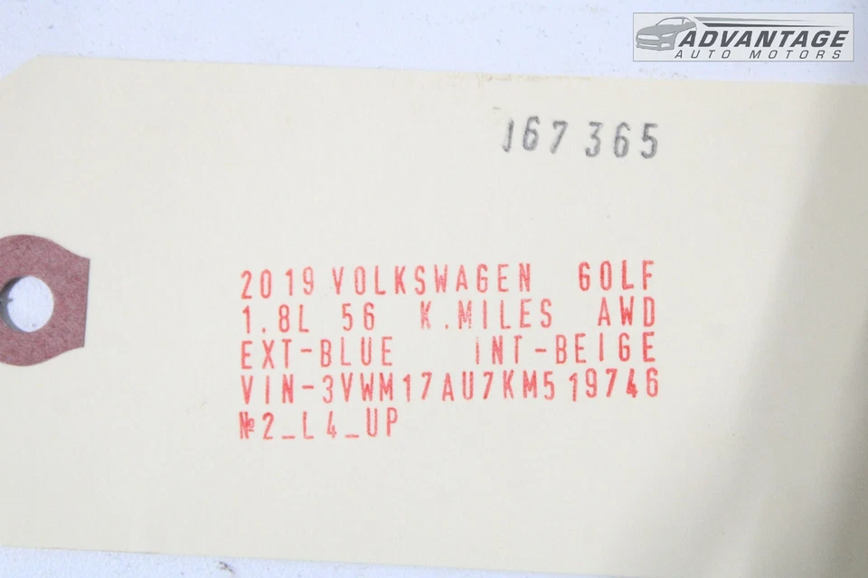 2017-2019 VOLKSWAGEN GOLF ALLTRACK 1.8L GAS ENGINE MOTOR TIMING CHAIN OEM - Image 3 of 3