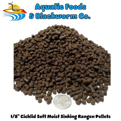 1/8'' Soft Moist Sinking Rangen Pellets for Cichlids, Axolotl, Snails & Shrimp