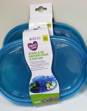 Parent's Choice "Stack and Go" 3 Section Baby Plate  Fork Set, 2 Pack