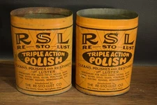 2 Vintage RSL Polish  Advertising Tin Can no lid