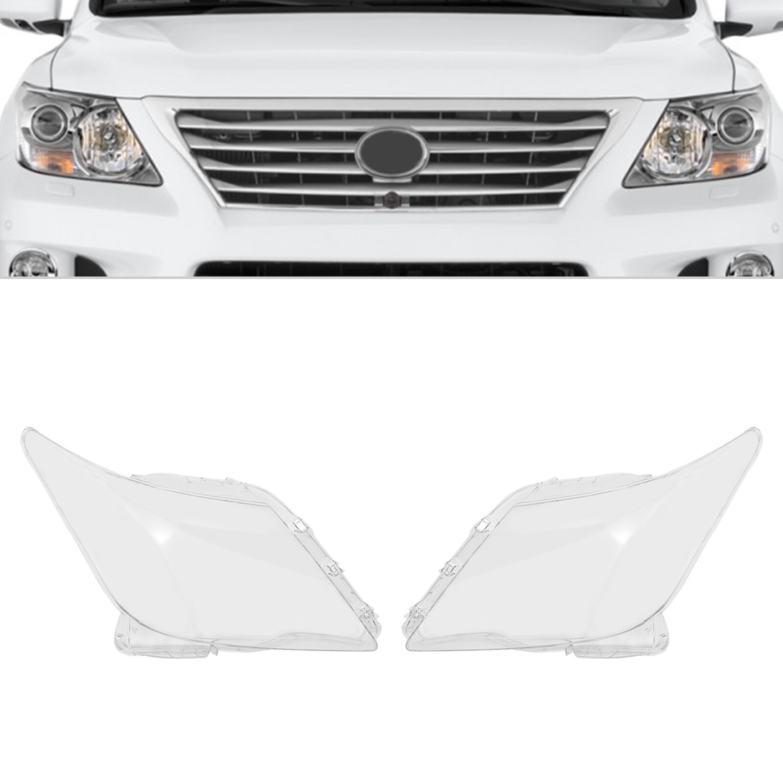 Pair Headlight Headlamp Lens Cover Replacement Fits for Lexus LX570 2007-2012