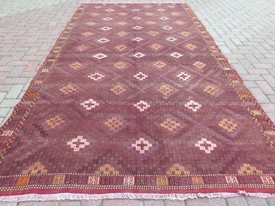 Area Rugs, Vintage Turkish Rug, Wool Kilim, Embroidery Handmade Kelim 69''x133''
