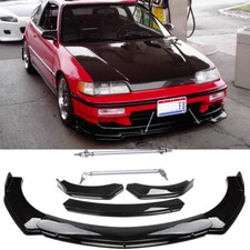 Glossing Black Front Bumper Lip Splitte Strut Rods For 90-91 Honda Crx Si Cs Glossing Black Front Bumper Lip Splitte Strut Rods For 90-91 Honda Crx Si Cs