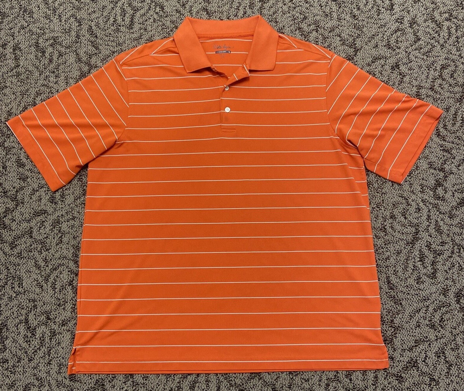 Men's Walter Hagen HYDRODRI Orange Stripes Golf Polo… Gem