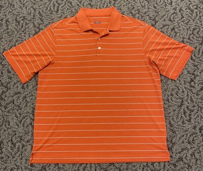 Men's Walter Hagen HYDRO-DRI Orange Stripes Golf Polo Shirt Size XL Extra  Large