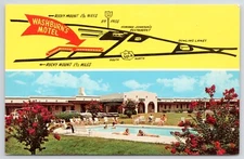 Washburn's Motel Exterior Swimming Pool View Rocky Mount NC Chrome Postcard
