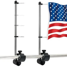 2 PCS Boat Flag Pole Holder Stainless Steel  Boat Pulpit Staff (7/8" - 1-1/4 ")