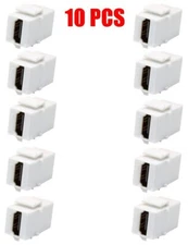 10 PCS HDMI 2.0 4K Keystone Wall Plate Snap-In Jack Insert Coupler Female White
