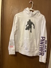 Marvel Black panther White Hooded Sweatshirt Pocket Medium By Tailgate Cotton