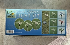 One Stop Gardens 3 Pieces Solar Light Set NIB Walkway Planter Yard Lights