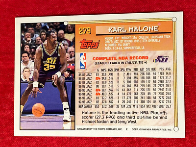 Karl Malone 🏀 1993-94 Topps Gold basketball card NBA Utah Jazz